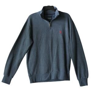 US POLO ASSN-Medium-Charcoal Blue Quarter Zip Sweater High Neck Pullover *NICE